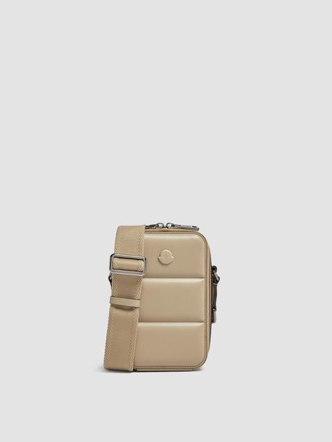 Vertical Crossbody Leather Bag Men Beige Moncler