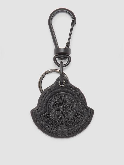 Logo Leather Key Ring Men Black Moncler