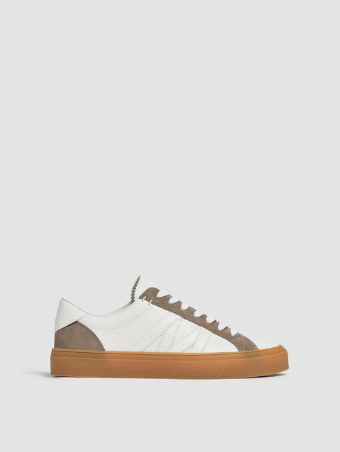 Monaco M Leather & Suede Sneakers Women Optical White Moncler