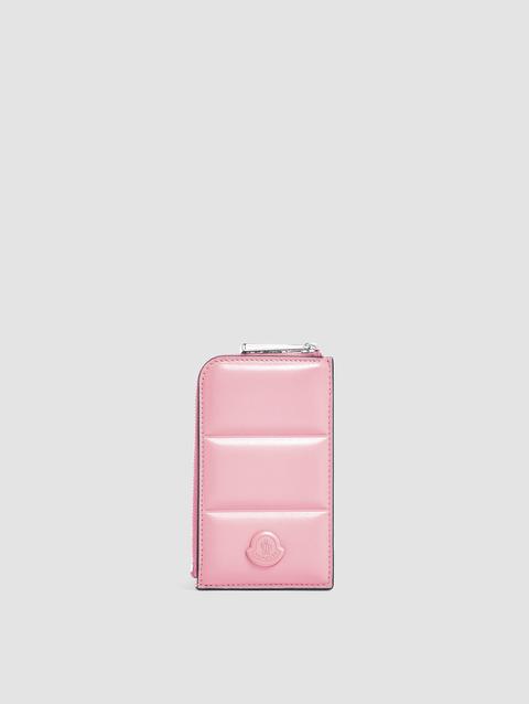 Quilted Leather Card Holder Women Pink Moncler