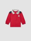 Logo Long Sleeve Cotton Piquet Polo Shirt Boy Scarlet Red Moncler