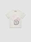 Logo Motif Cotton T-Shirt Girl White Moncler