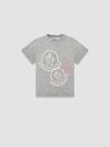 Logo Motif Cotton T-Shirt Girl Grey Moncler