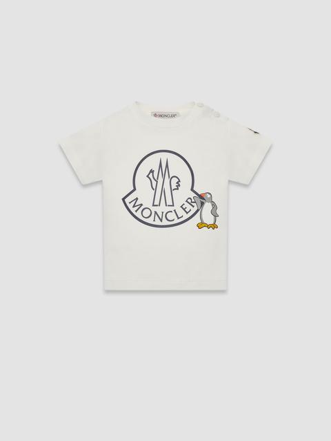 Animal Logo Cotton T-Shirt Boy White Moncler