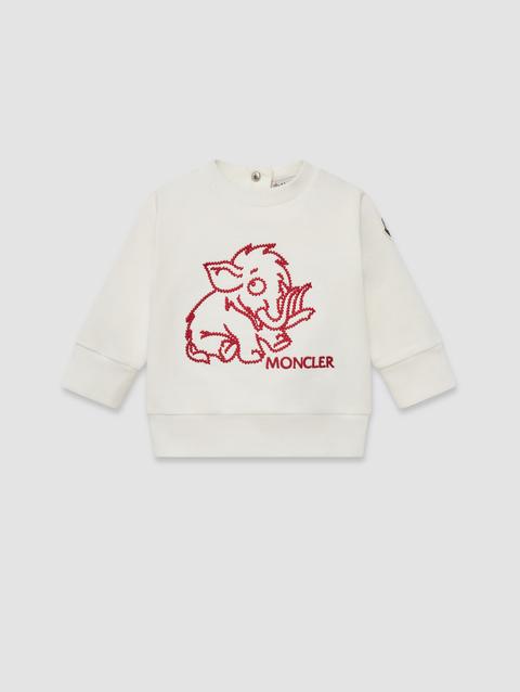 Embroidered Mammoth Cotton Sweatshirt Boy White Moncler