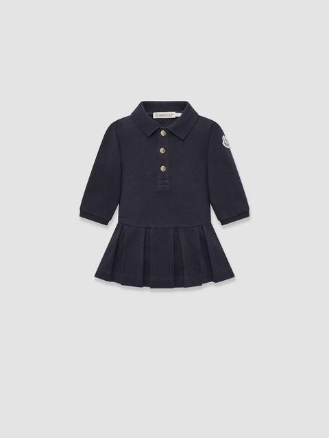 Cotton Piquet Polo Dress Girl Night Blue Moncler