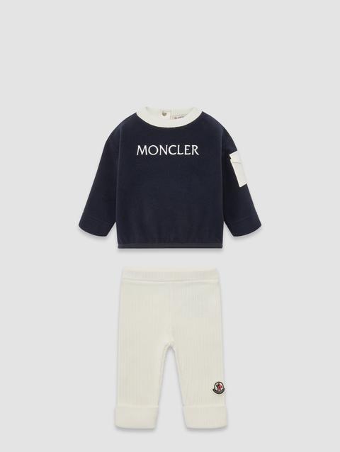 Embroidered Logo Sweatsuit Gender Neutral Blue & White Moncler