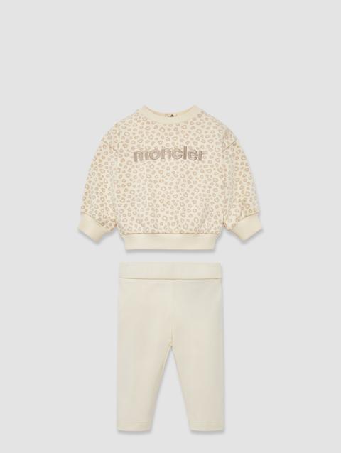 Animalier Print Cotton Sweatsuit Girl White Ivory Moncler