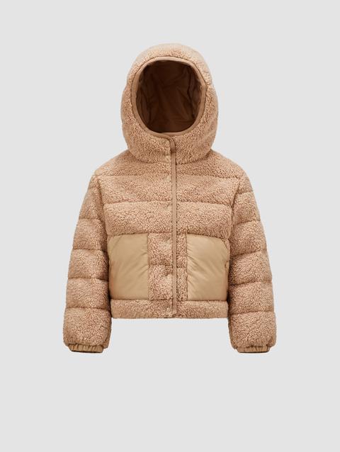 Audrieu Hooded Teddy Down Jacket Girl Beige Moncler