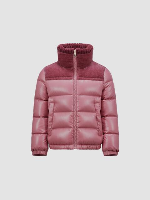 Auffrique Velvet-Trimmed Down Jacket Girl Dusty Pink Moncler