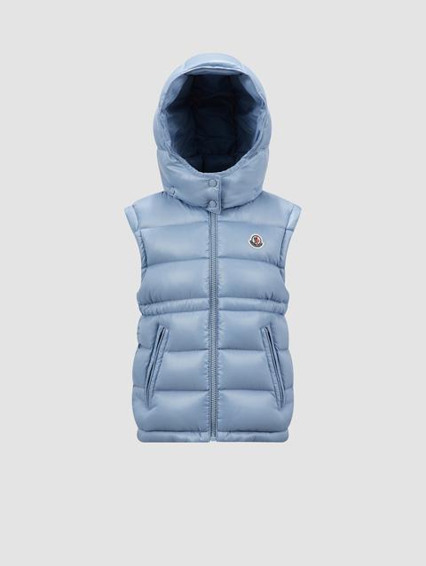 Ania Hooded Down Vest Girl Light Blue Moncler