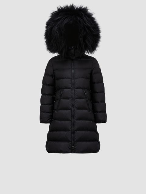 Abelle Hooded Shearling Down Jacket Girl Black Moncler