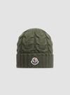 Cable Knit Wool Beanie Boy Dark Green Moncler