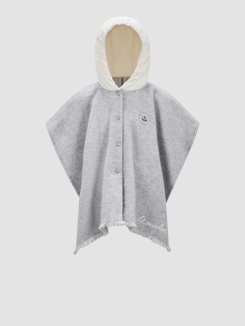 Padded Wool Cape Girl Grey Moncler