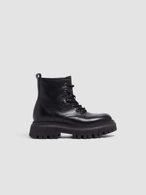 Petit Hevea Leather Lace-Up Boots Gender Neutral Black Moncler