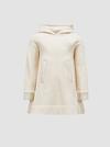 Crystal Logo Hooded Cotton Dress Girl White Moncler