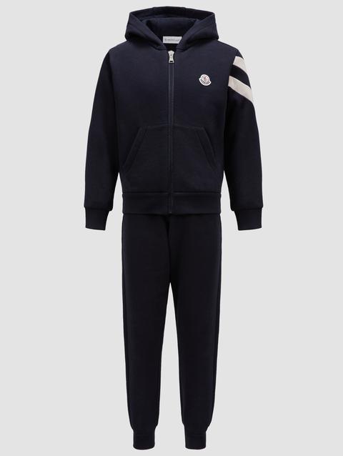 Logo Cotton Sweatsuit Set Boy Night Blue Moncler