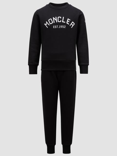 Embroidered Logo Cotton Sweatsuit Boy Black Moncler