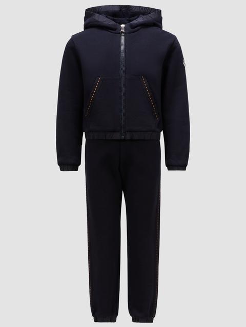 Logo Patch Cotton Sweatsuit Girl Night Blue Moncler