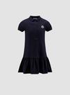 Cotton Piquet Polo Shirt Dress Girl Dark Blue Moncler