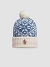 Bouclé Wool Beanie With Pom Pom Girl White & Light Blue Moncler