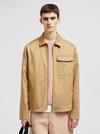 Cotton Gabardine Zip-Up Shirt Jacket Men Beige Moncler