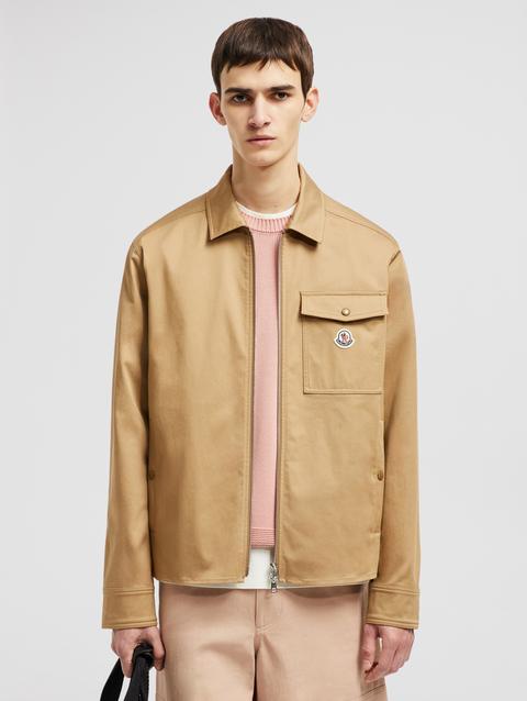 Cotton Gabardine Zip-Up Shirt Jacket Men Beige Moncler