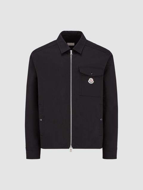 Cotton Gabardine Zip-Up Shirt Jacket Men Black Moncler