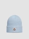 Cotton Beanie Men Light Blue Moncler