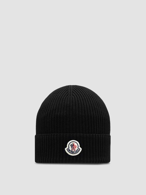 Cotton Beanie Men Black Moncler