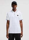 Logo Patch Cotton Polo Shirt Men Optical White Moncler