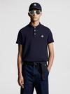 Logo Patch Cotton Polo Shirt Men Dark Blue Moncler