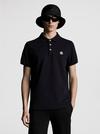 Logo Patch Cotton Polo Shirt Men Black Moncler