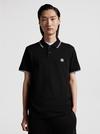 Logo Patch Cotton Polo Shirt Men Black Moncler