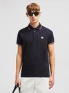 Tricolor-Trimmed Cotton Piquet Polo Shirt Men Dark Blue Moncler