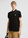 Tricolor-Trimmed Cotton Piquet Polo Shirt Men Black Moncler