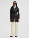 Barbel Hooded Fit & Flare Long Down Jacket Women Black Moncler