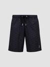 Monogram Print Swim Shorts Men Dark Blue Moncler