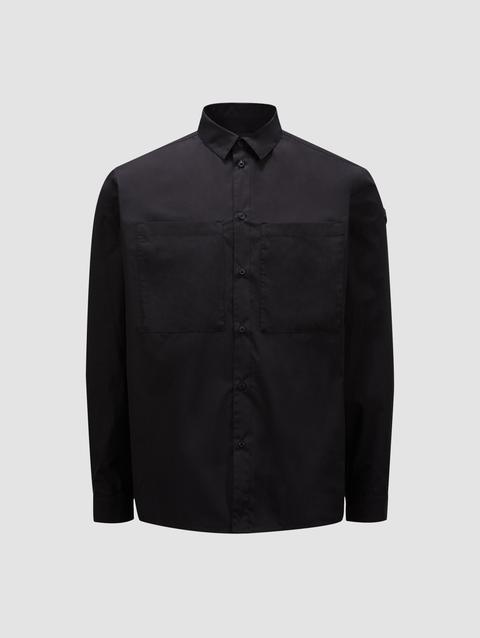 Cotton Poplin Long Sleeve Shirt Men Black Moncler