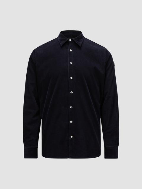 Corduroy Long Sleeve Shirt Men Night Blue Moncler