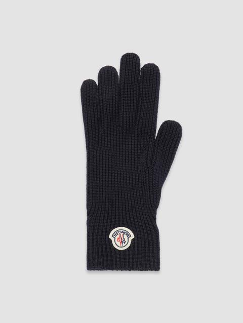 Wool Gloves Men Night Blue Moncler