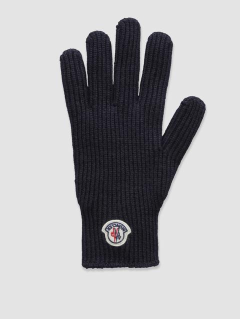 Wool Gloves Men Night Blue Moncler