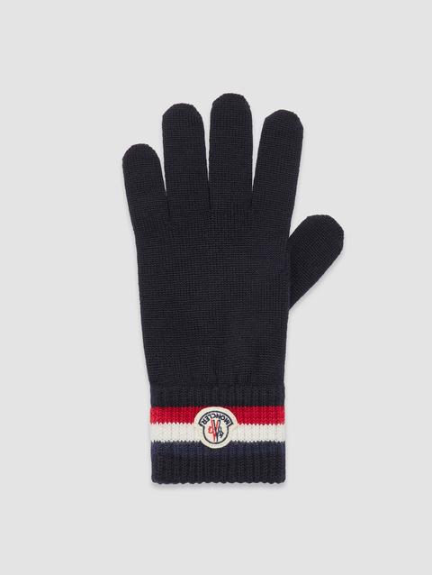 Tricolor Wool Gloves Men Night Blue Moncler