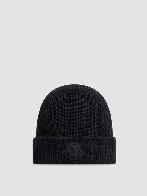 Wool Blend Beanie Men Black Moncler