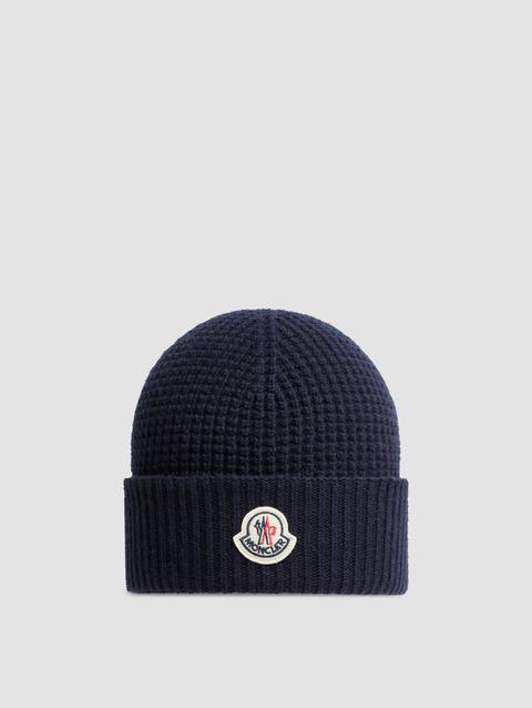 Wool & Cashmere Beanie Men Dark Blue Moncler