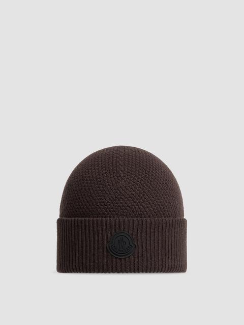 Wool Beanie Men Dark Brown Moncler