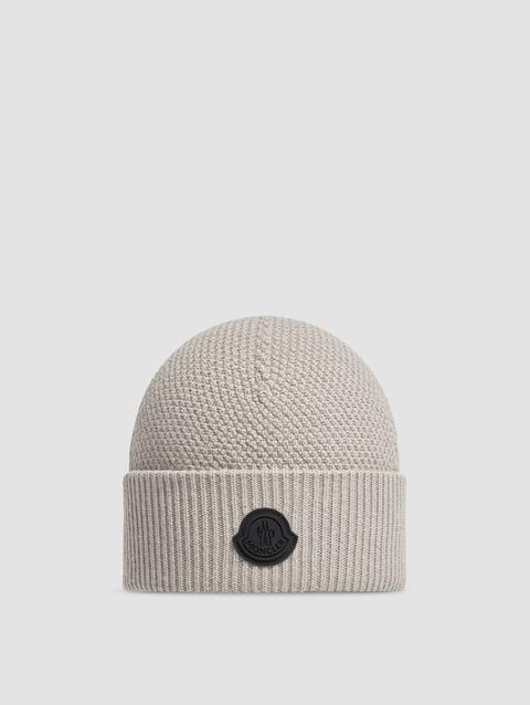 Wool Beanie Men Beige Moncler