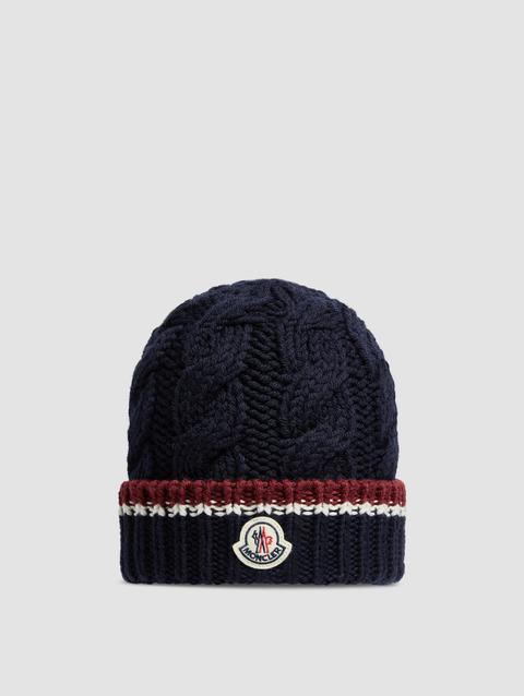 Wool Beanie Men Night Blue Moncler