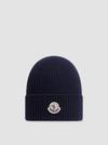 Cashmere & Wool Beanie Men Navy Blue Moncler