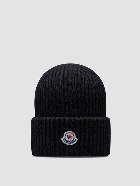 Wool & Cashmere Beanie Men Black Moncler